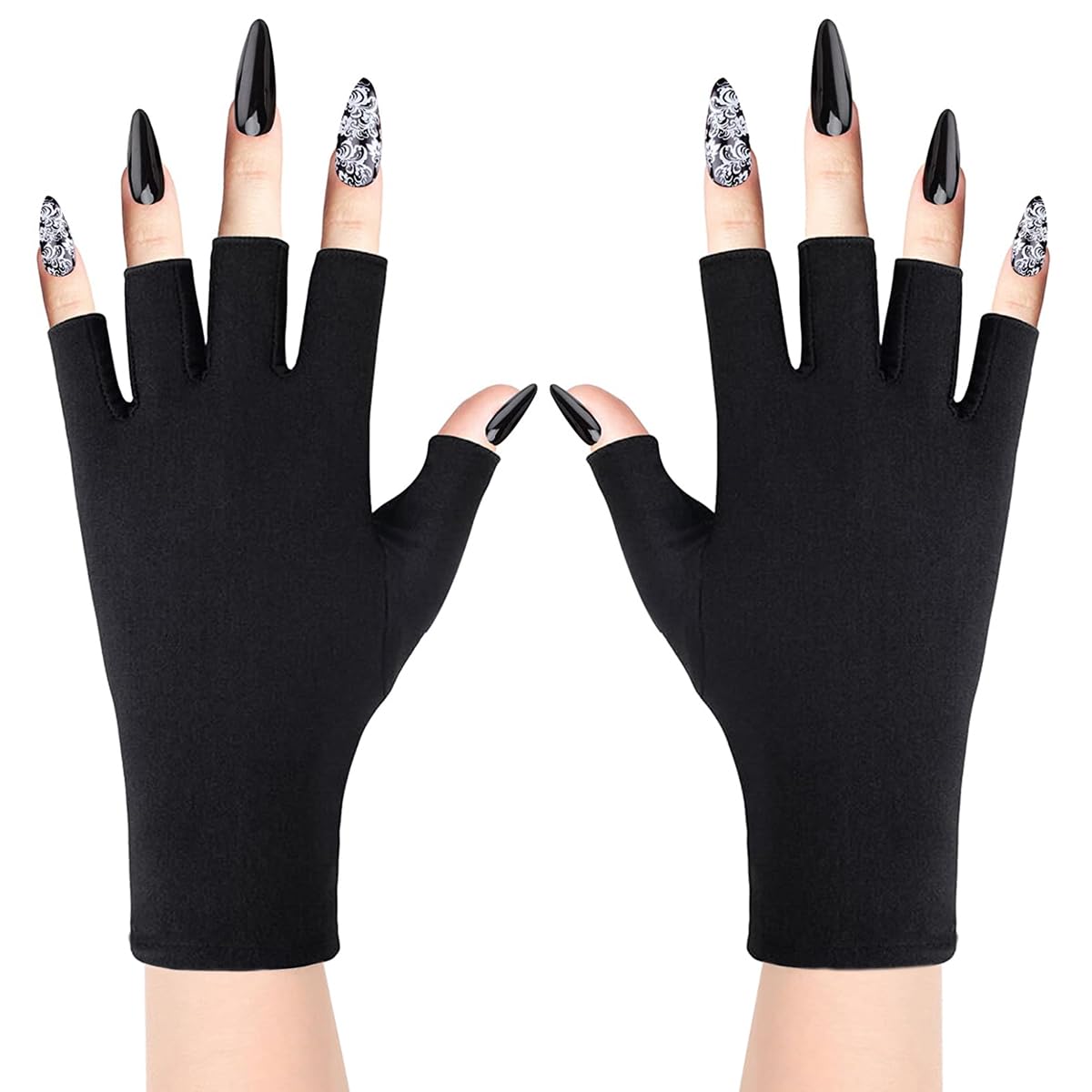 MAYCREATE Nylon Anti Uv Gloves For Gel Nail Lamp,Professional Upf50+ Uv Protection Gloves For Women Manicures,Nail Art Skin Care-Stretchy&Fingerless,Protect Hands From Uv Harm (Black),Pack of 2 MAYCREATE Nylon Anti Uv Gloves For Gel Nail Lamp,Professional Upf50+ Uv Protection Gloves For Women Manicures,Nail Art Skin Care-Stretchy&Fingerless,Protect Hands From Uv Harm (Black),Pack of 2